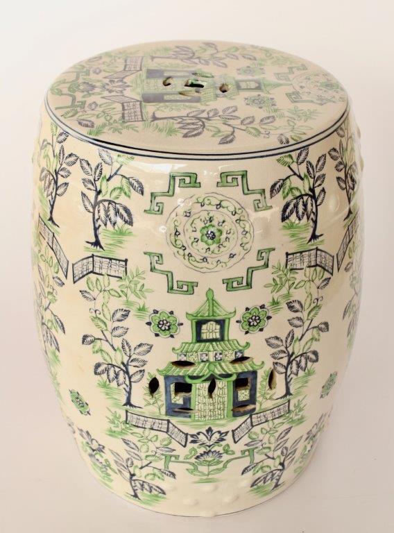 Green & Blue Pagoda Garden Stool